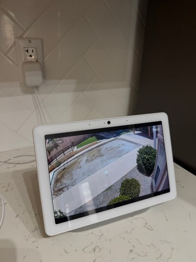 In-home display showing a live exterior camera view