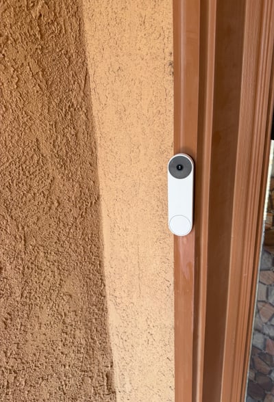 Google video doorbell installed beside a Rio Rancho front door