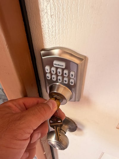 Keypad smart lock installed on a Rio Rancho front door