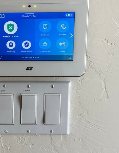 ADT touchscreen control panel installed in a Bosque Farms home